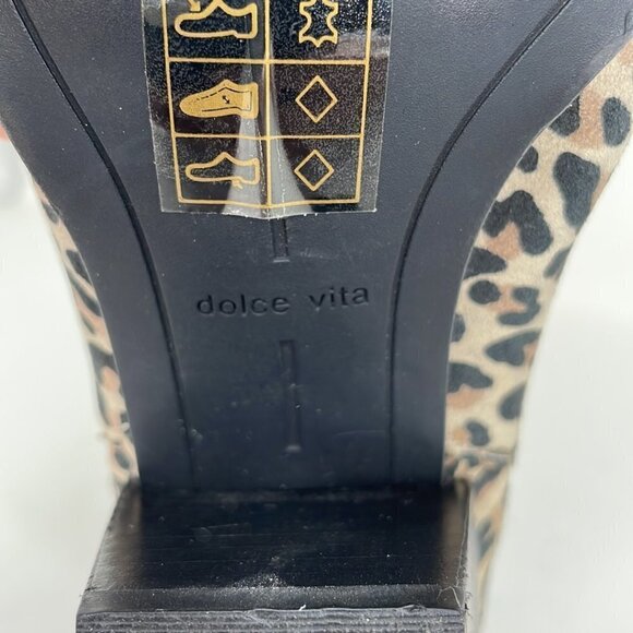 Dolce Vita Heels Bootie Shoes Cheetah Print Tan Black Size 7 - Picture 14 of 15
